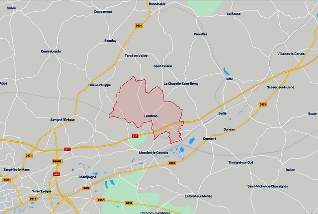 Carte des environs de la commune.